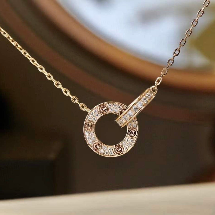 [Luxe Jewelry]LOVE  FULL DIAMOND PENDANT NECKLACE