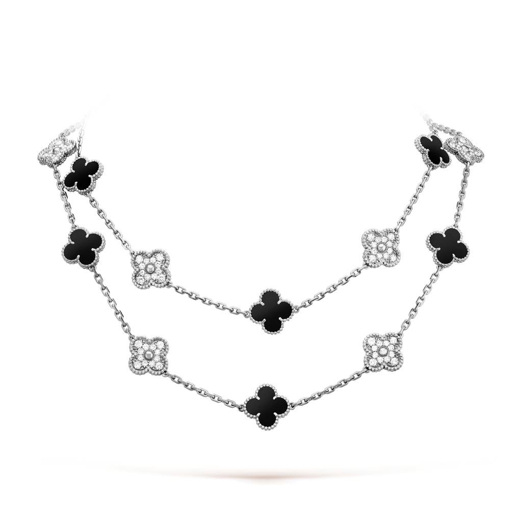 [Luxe]CLOVER 20 MOTIFS ONYX DIAMOND SILVER
