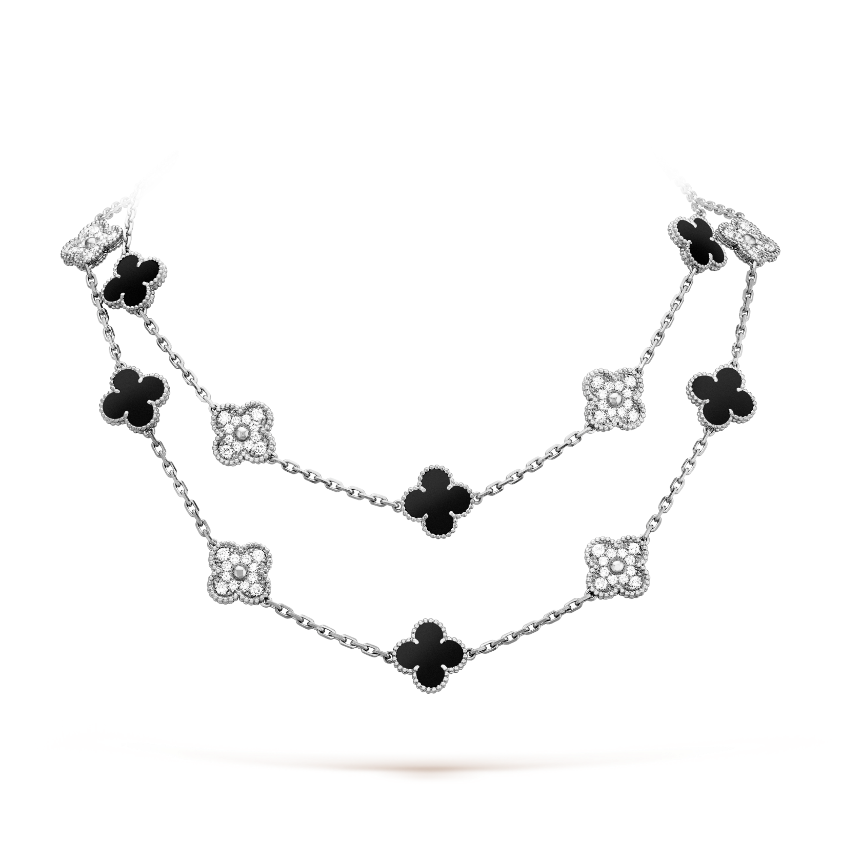 [Luxe]CLOVER 20 MOTIFS ONYX DIAMOND SILVER