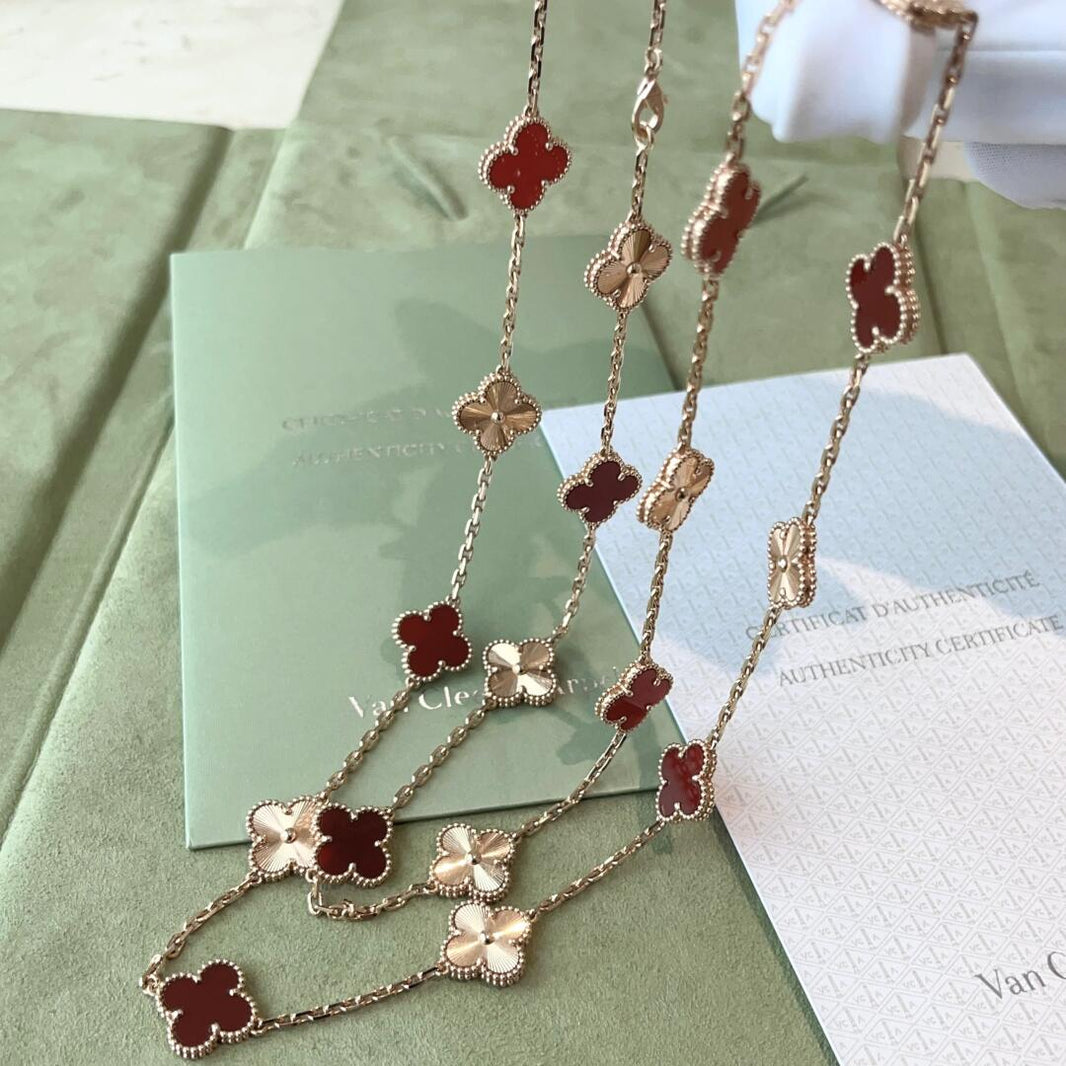 [Luxe]CLOVER 20 MOTIFS LASER CARNELIAN NECKLACE