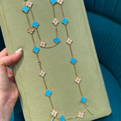 [Luxe]CLOVER 20 MOTIFS TURQUOISE DIAMOND NECKLACE