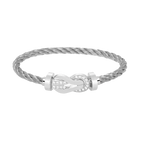 [Luxe]CHANCE LARGE 8 FIGURE BUCKLE HALF DIAMOND BRACELET SILVER