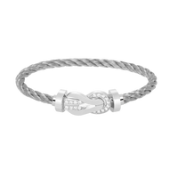 [Luxe]CHANCE LARGE 8 FIGURE BUCKLE HALF DIAMOND BRACELET SILVER