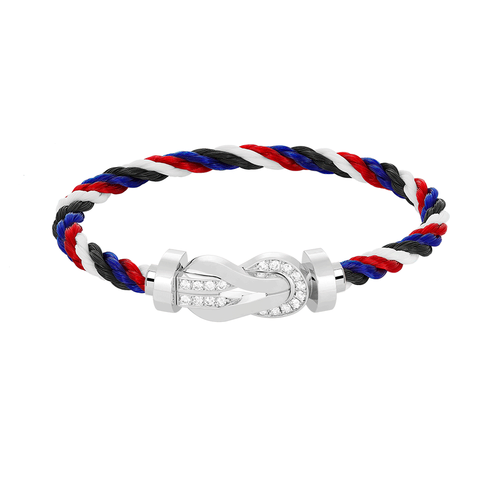 [Luxe]チャンス ラージ 8 フィギュア バックル ハーフ ダイヤモンド ブレスレット シルバー