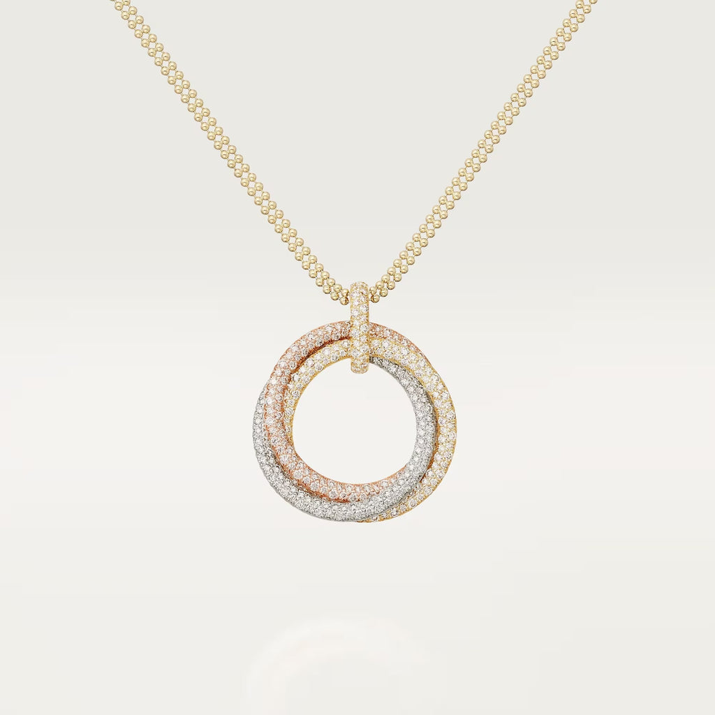 [Luxe Jewelry]TRINITY LARGE FULL DIAMOND  NECKLACE
