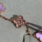 [Luxe]CLOVER 10 MOTIFS DIAMOND PINK MOP NECKLACE