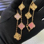 [Luxe]CLOVER 10 MOTIFS  LASER PINK MOP NECKLACE