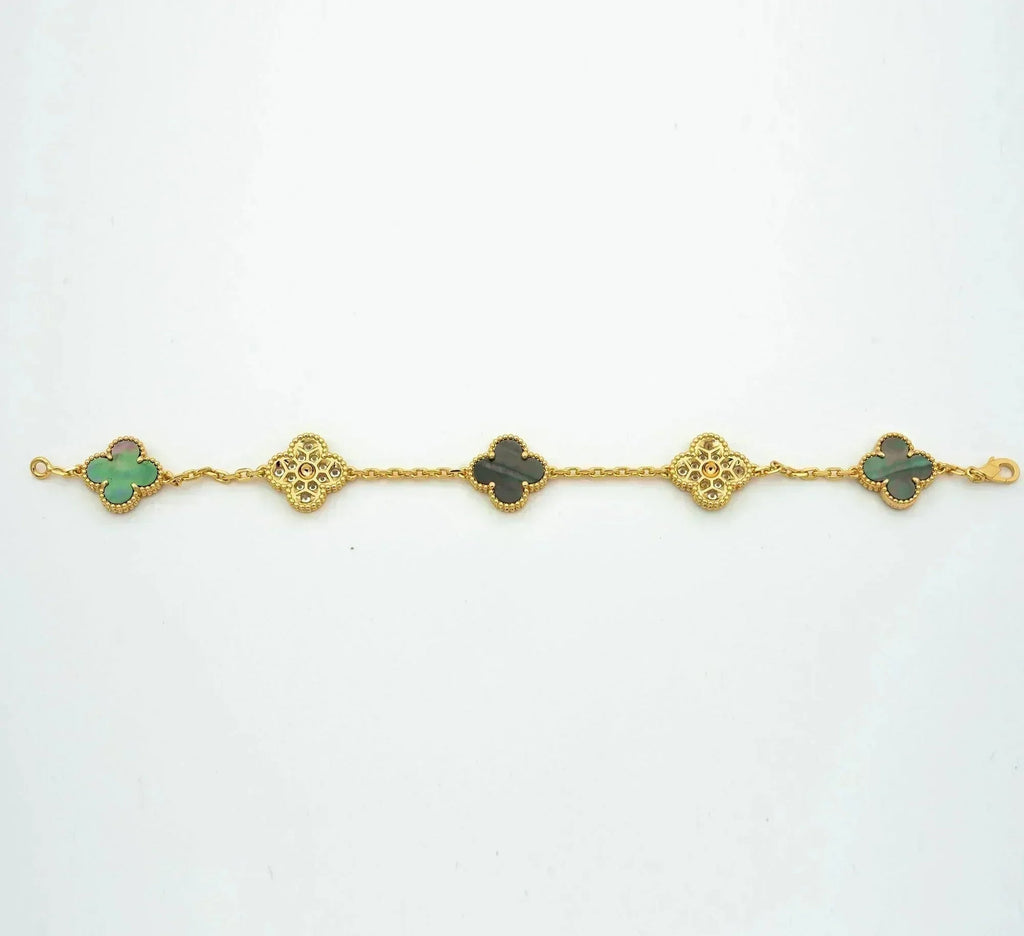 [Luxe] CLOVER 5 MOTIF GRAY MOP BRACELET COLLECTION