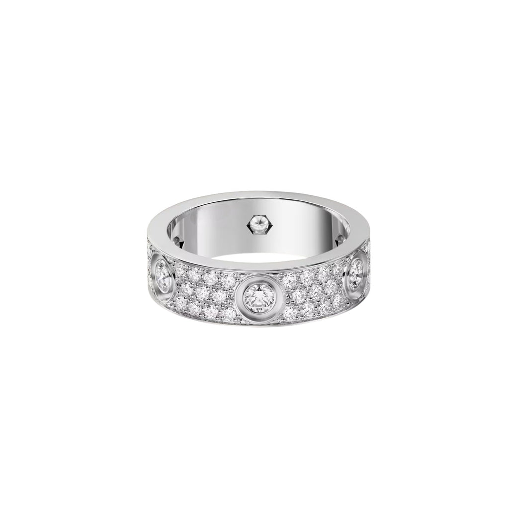 [Luxe Jewelry]LOVE 5.5MM FULL-PAVE 6-DIAMOND RING