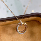 [Luxe]TRINITY NECKLACE SILVER GOLD PINK GOLD DIAMONDS