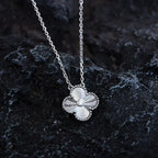 [Luxe]CLOVER  15MM DIAMOND LASER NECKLACE SILVER