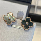 [Luxe]CLOVER MEDIUM 1 MOTIFS GRAY MOP  DIAMOND EARRINGS
