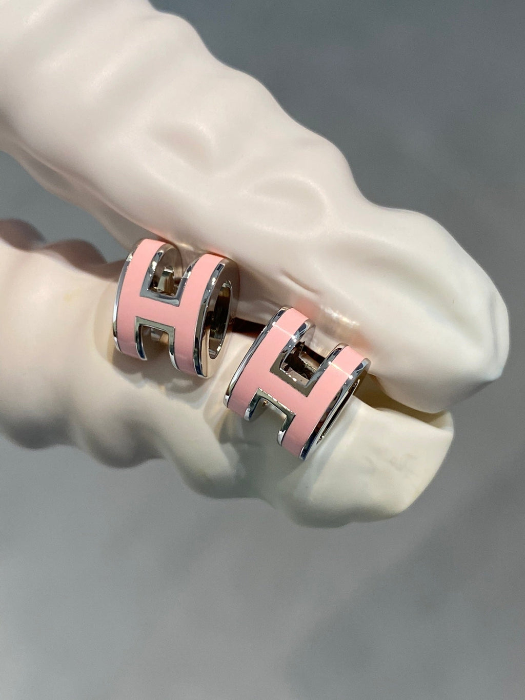 [Luxe]Boucles d'oreilles MINI POP H en argent rose