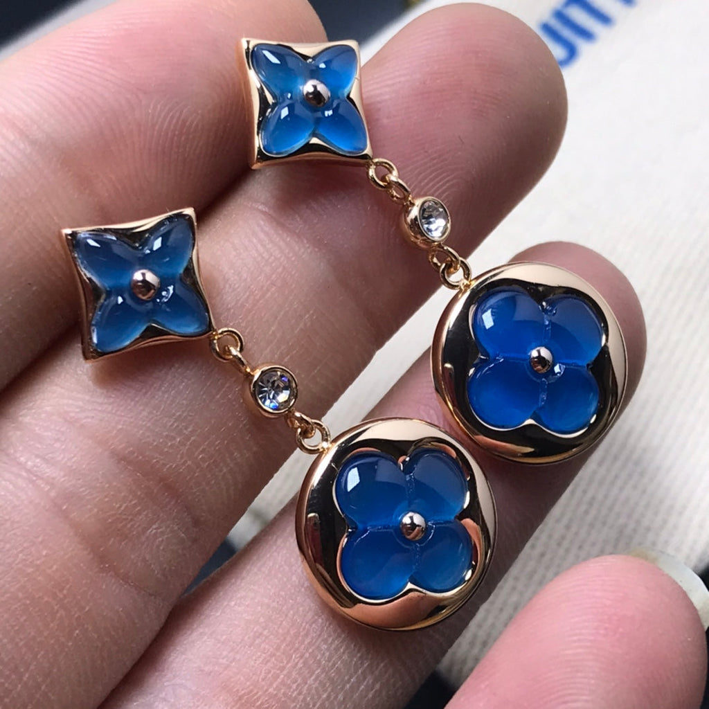 [Luxe]Boucles d'oreilles diamant en agate étoile et soleil
