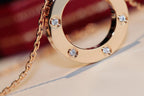 [Luxe]LOVE NECKLACE 16MM 6 DIAMONDS PINK GOLD