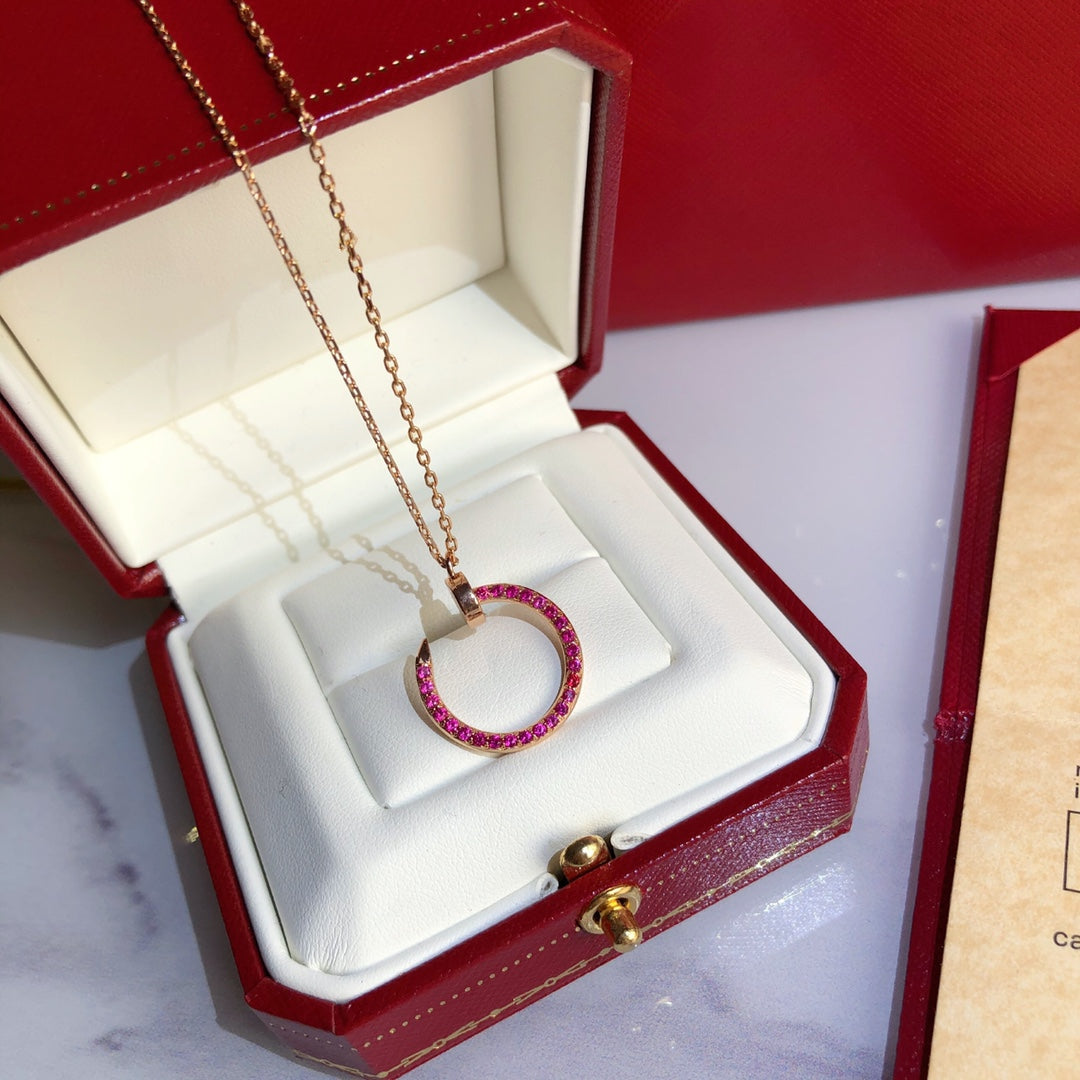 [Luxe Jewelry]JUSTE NECKLACE RED FULL DIAMONDS