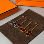 [Luxe]Boucles d'oreilles Chaine Verso en céramique noire