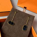 [Luxe]Boucles d'oreilles Chaine Verso en céramique noire