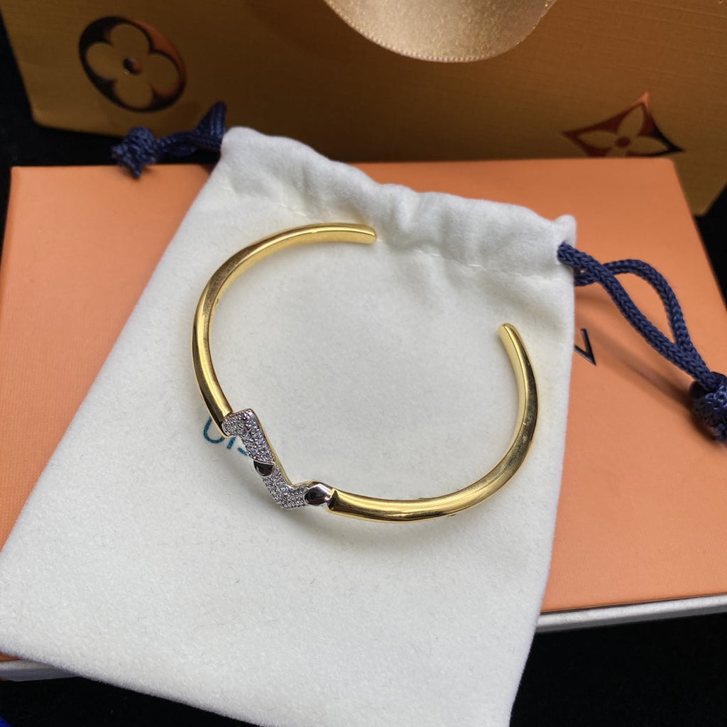 [Luxe] BRACELET OUVERT VOLTE UPITE DOWN DIAMANT OR