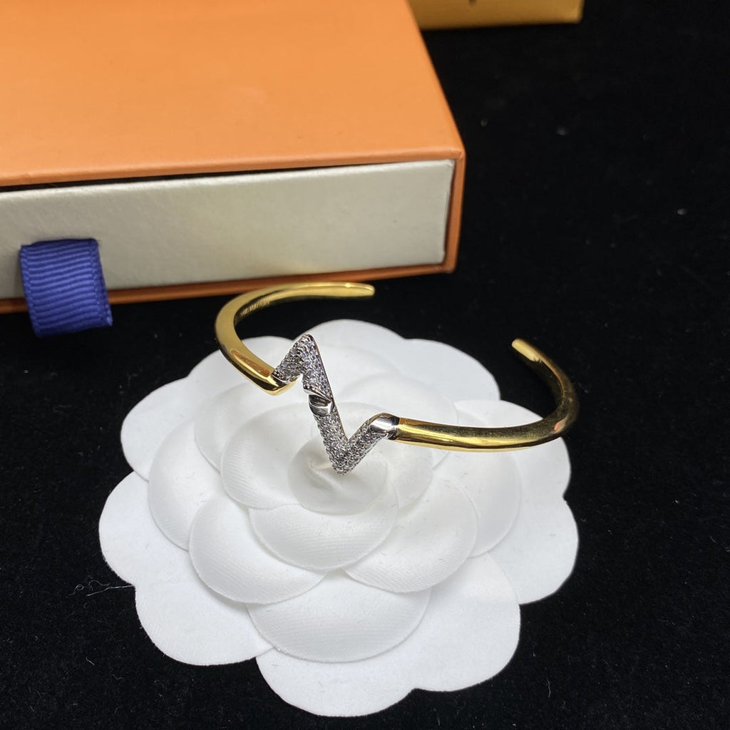 [Luxe] BRACELET OUVERT VOLTE UPITE DOWN DIAMANT OR
