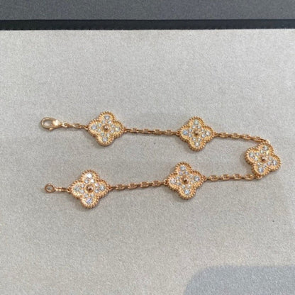 [Luxe] CLOVER 5 MOTIF FULL DIAMOND BRACELET COLLECTION