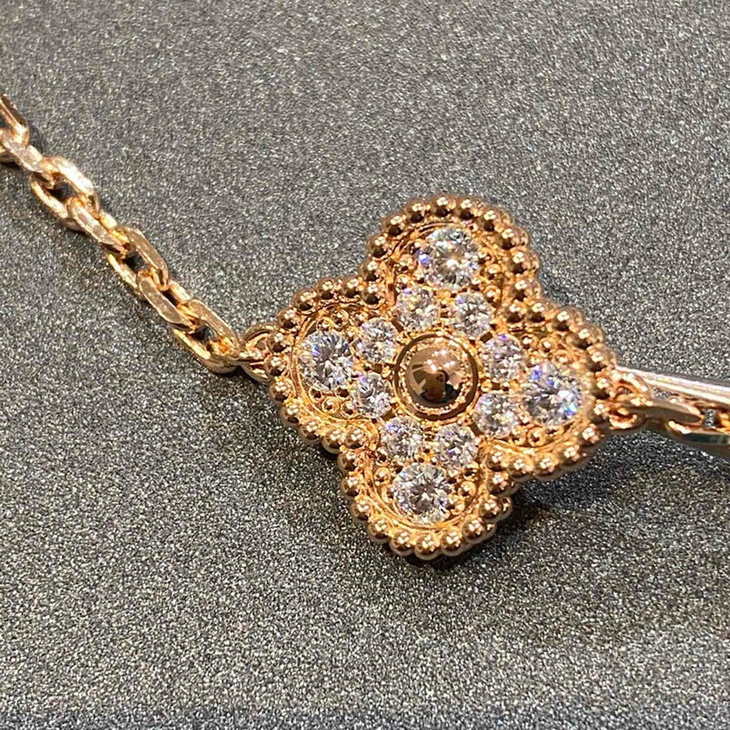 [Luxe] CLOVER 5 MOTIF FULL DIAMOND BRACELET COLLECTION