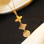 [Luxe] COLLIER EN OR ROSE DIAMANTS ÉTOILE ET SOLEIL
