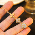 [Luxe] COLLIER EN OR ROSE DIAMANTS ÉTOILE ET SOLEIL