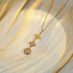 [Luxe] COLLIER EN OR ROSE DIAMANTS ÉTOILE ET SOLEIL