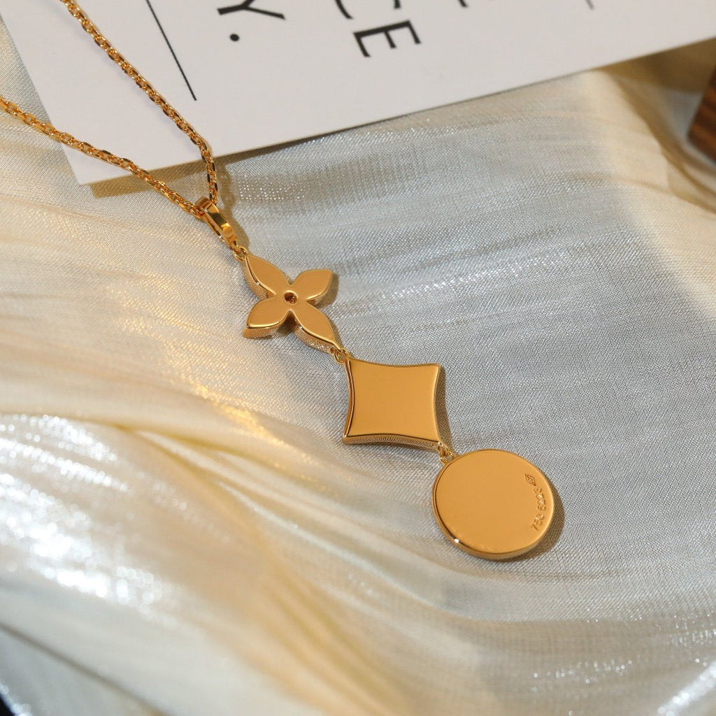 [Luxe] COLLIER EN OR ROSE DIAMANTS ÉTOILE ET SOLEIL