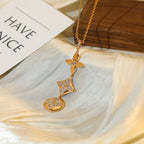 [Luxe] COLLIER EN OR ROSE DIAMANTS ÉTOILE ET SOLEIL