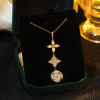 [Luxe] COLLIER EN OR ROSE DIAMANTS ÉTOILE ET SOLEIL