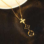 [Luxe] COLLIER ÉTOILE ET SOLEIL ONYX OR ROSE