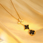 [Luxe] COLLIER ÉTOILE ET SOLEIL ONYX OR ROSE