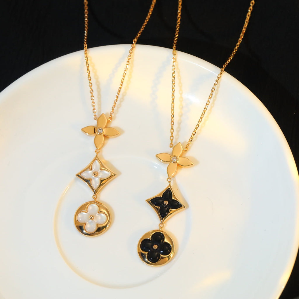 [Luxe] COLLIER ÉTOILE ET SOLEIL ONYX OR ROSE