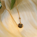 [Luxe] COLLIER PENDENTIF SOLEIL EN OR ROSE 1 DIAMANT