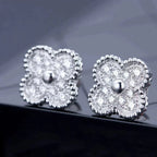 [Luxe]CLOVER 1 MOTIFS DIAMOND STUD EARRINGS SILVER