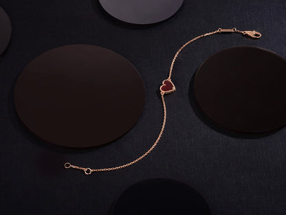 [Luxe]HEART CARNELIAN PINK GOLD BRACELET