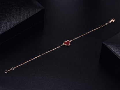 [Luxe]HEART CARNELIAN PINK GOLD BRACELET