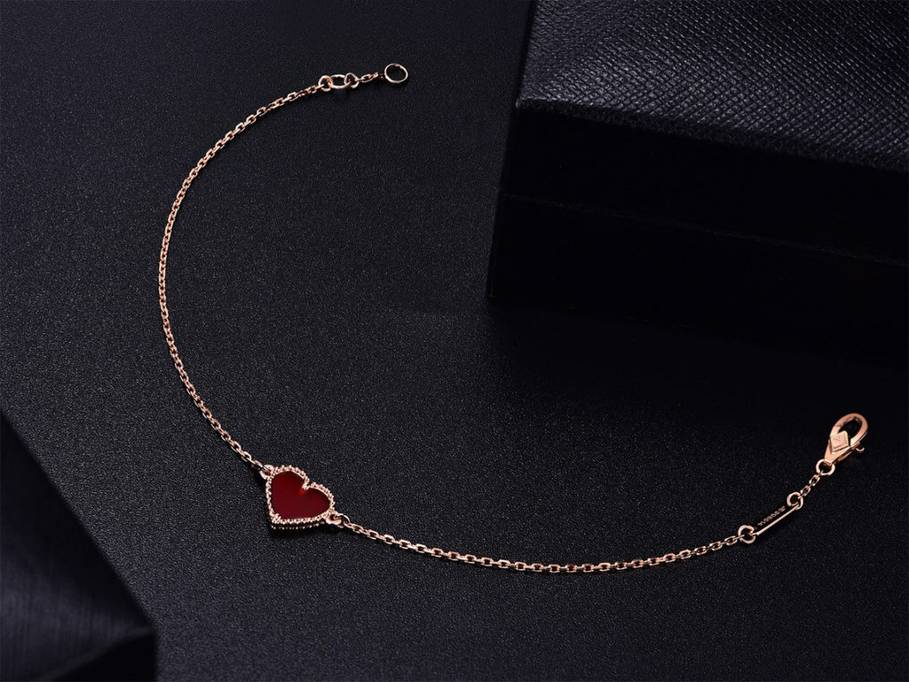 [Luxe]HEART CARNELIAN PINK GOLD BRACELET