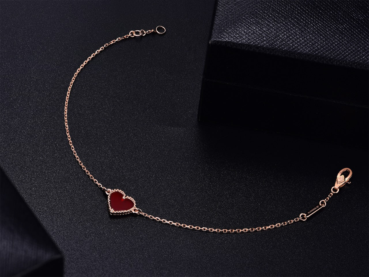 [Luxe]HEART CARNELIAN PINK GOLD BRACELET