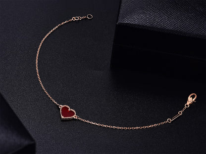 [Luxe]HEART CARNELIAN PINK GOLD BRACELET