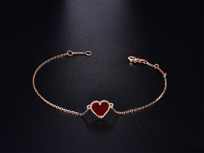 [Luxe]HEART CARNELIAN PINK GOLD BRACELET