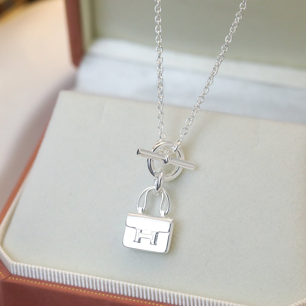 [Luxe]Collier pendentif POP H en argent