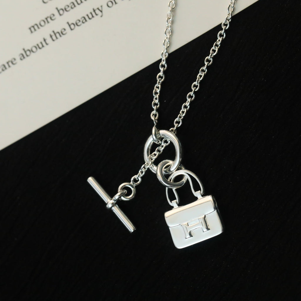 [Luxe]Collier pendentif POP H en argent