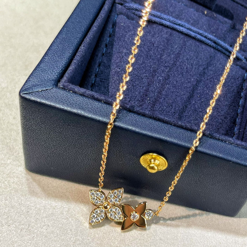 [Luxe] COLLIER STAR BLOSSOM OR ROSE DIAMANTS