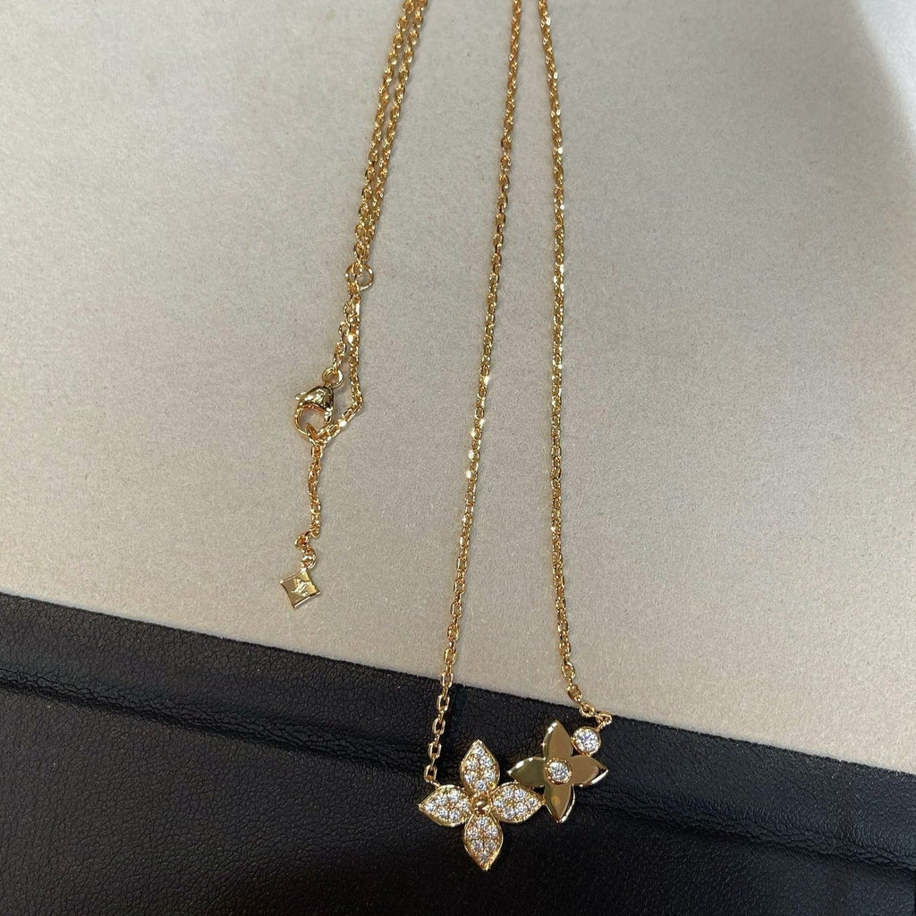 [Luxe] COLLIER STAR BLOSSOM OR ROSE DIAMANTS