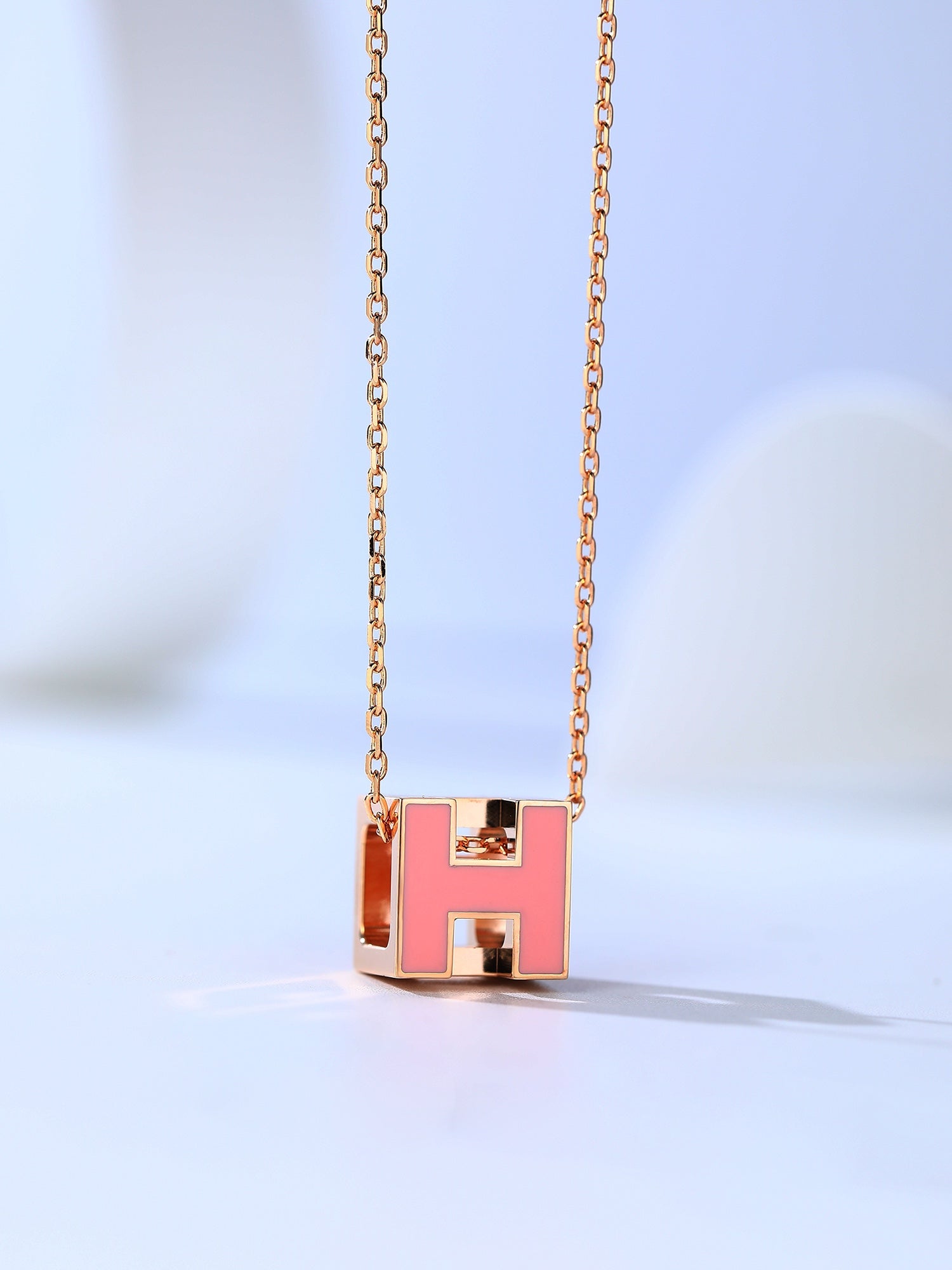 [Luxe]Collier H CAGE en or rose