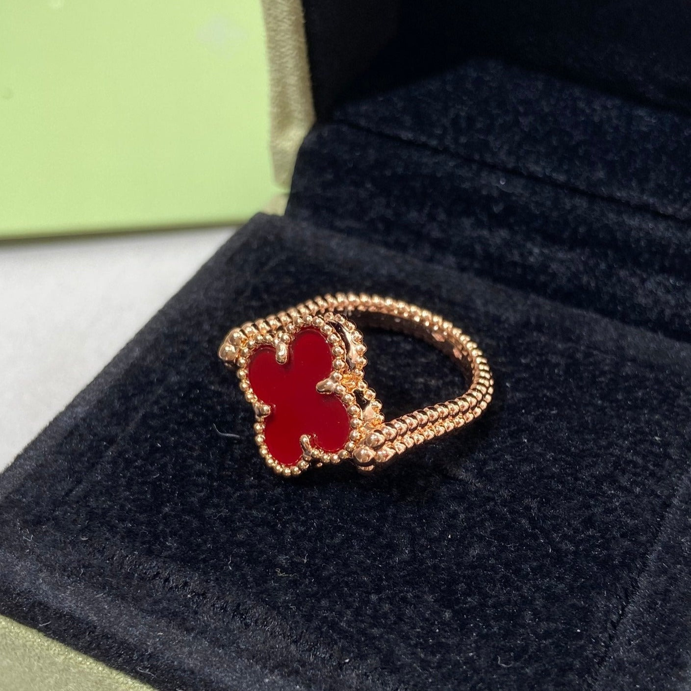[Luxe]CLOVER RIVERSIBLE PINK GOLD RING