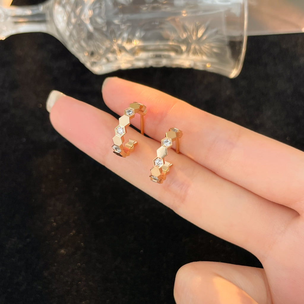 [Luxe]Boucles d'oreilles créoles en diamant BEE LOVE